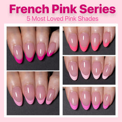 SXC French Tip Nails 16 sizes image highlights custom fit for different nail shapes.