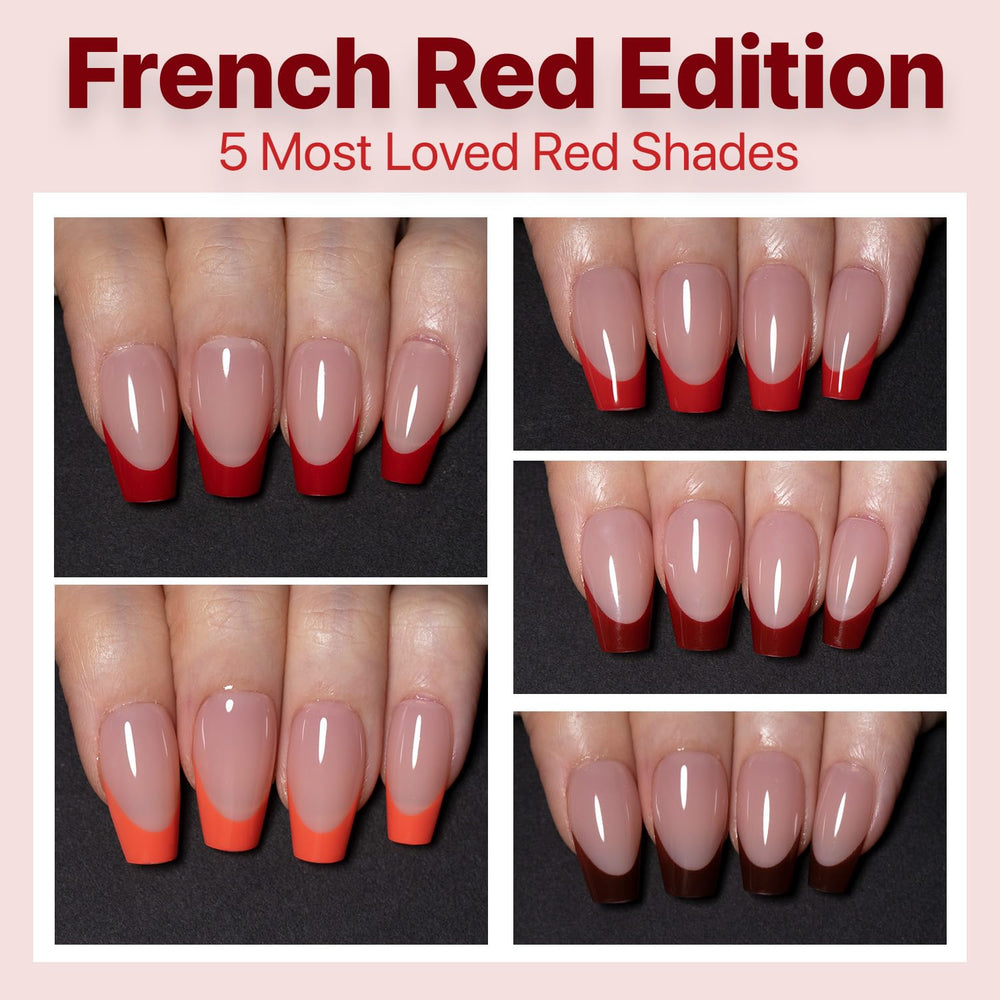 SXC Red Series close-up of red-tipped nails for dramatic, salon-inspired look.