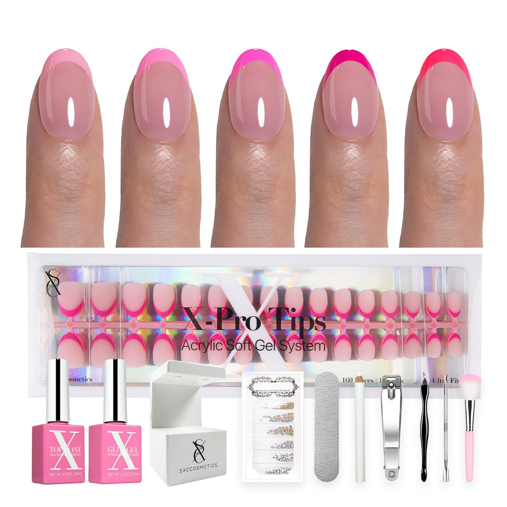 SXC X-Pro Tips French Tip kit box for quick salon-style nails.