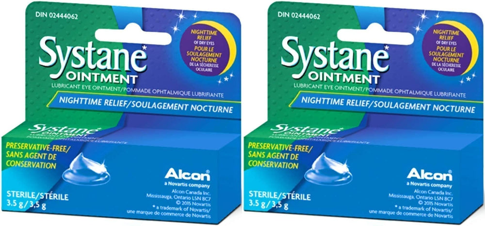 Systane Nightime Ointment two-pack for overnight eye comfort.