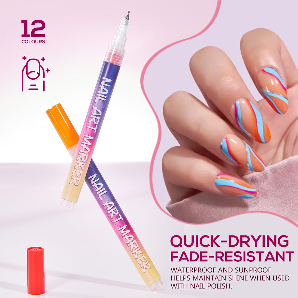 TAEERY gift-ready packaging showcasing the 12-color nail art markers