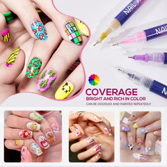 TAEERY fine-tip markers creating precise lines on a manicure sample