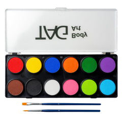 TAG Face & Body Paint Regular Palette swatches show vibrant color for professional looks.