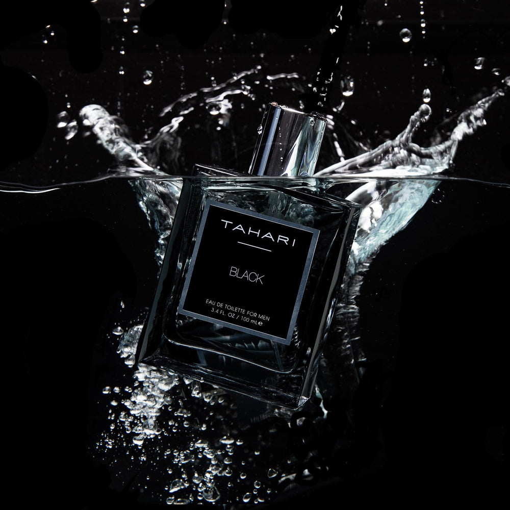 TAHARI Black gift-ready box with bottle, ideal for gifting