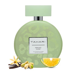TAHARI Eau de Parfum bottle front with refined design and lasting scent.