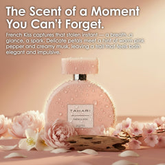 TAHARI French Kiss bottle on shelf, versatile fragrance for day to night wear.