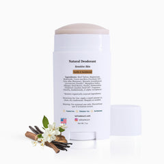Tallowbourn deodorant application closeup shows smooth glide suitable for sensitive skin.
