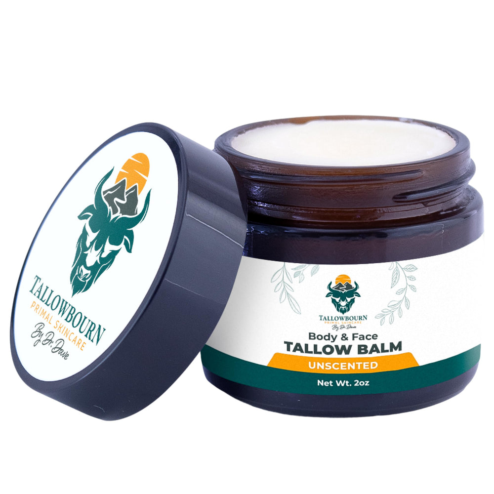 Tallowbourn grass-fed beef tallow balm in a jar nourishes skin