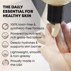 TALLOWRX Cream texture closeup shows quick-absorb, non-greasy formula.