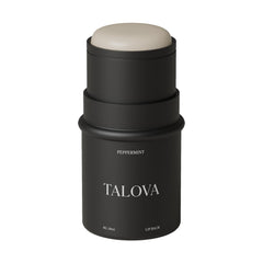 TALOVA peppermint lip balm packaging shows clean, natural hydration on the go