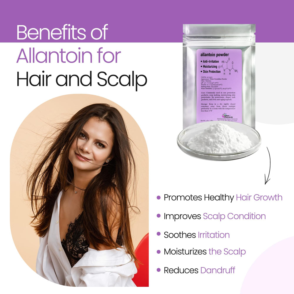Talsen Allantoin powder packaging, cosmetic grade quality for DIY formulas.