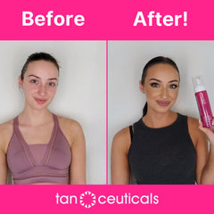 Tanceuticals CC Self Tanning Mousse shows a natural glow on skin.