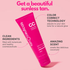 Close-up of Tanceuticals Dark Self Tanner showing a bronze glow