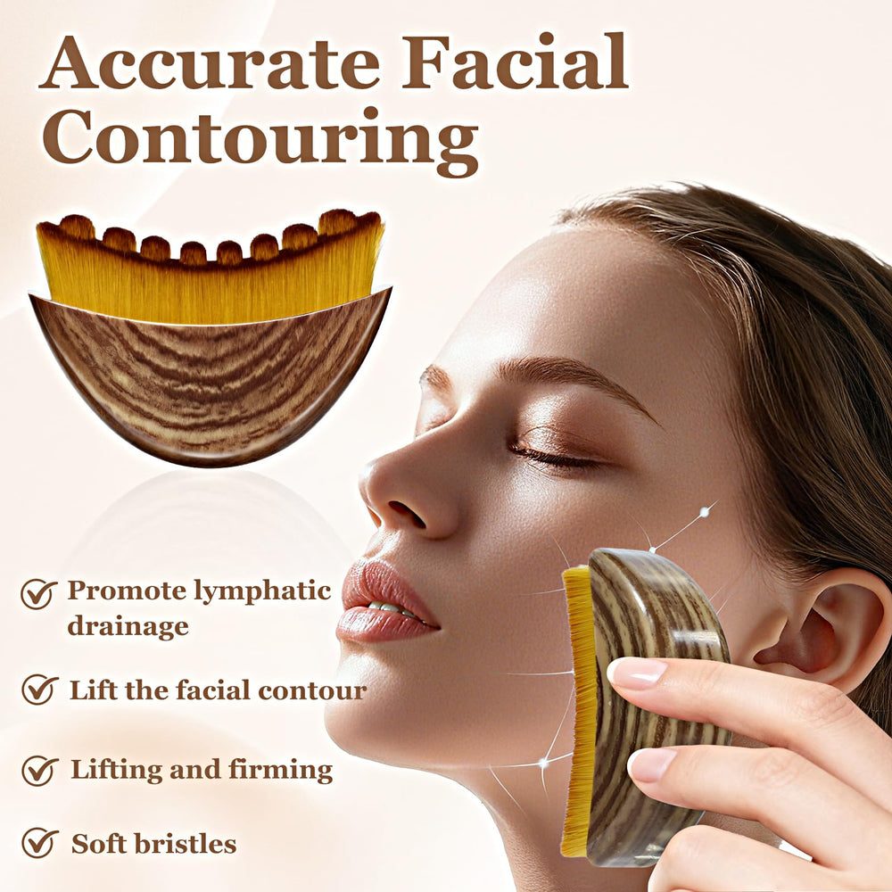 Tankitial Lymphatic Contour Face Brush applying serum for even distribution