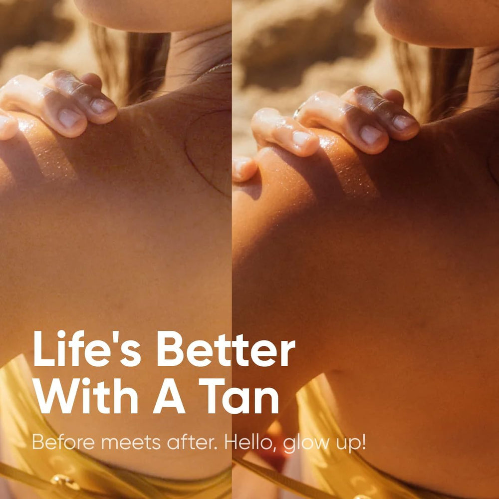 Tanning Club Royal Tanning Balm being massaged into skin during outdoor use