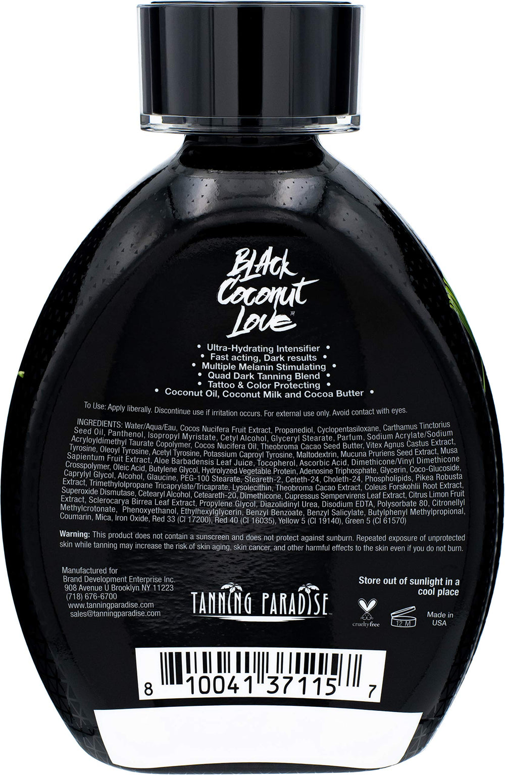 Tanning Paradise Black Coconut Love Lotion application shows tattoo protection and even color during use.
