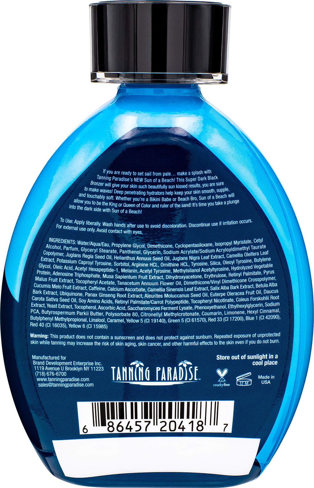 Tanning Paradise Sun of a Beach glow application showing even color.