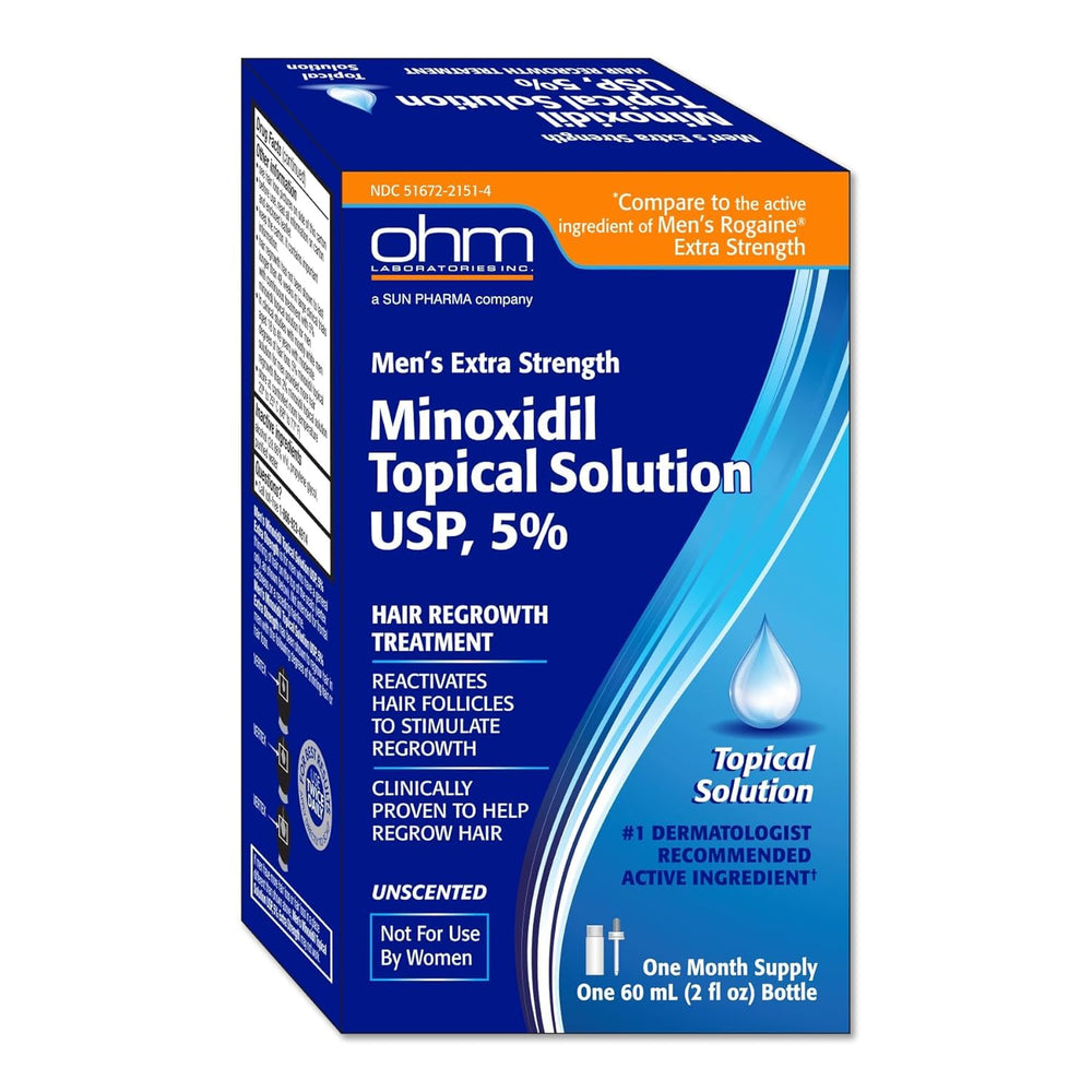 TARO Minoxidil 5% usage guide image demonstrates targeted vertex treatment.