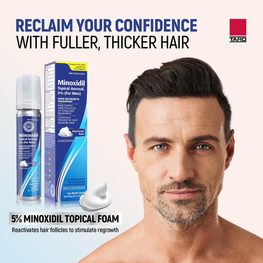 TARO Minoxidil foam on scalp promoting thicker-looking hair