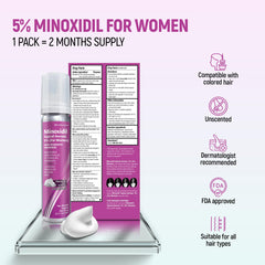 TARO Minoxidil foam on scalp during application for daily thinning care