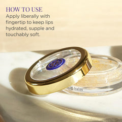Tatcha Camellia Gold Spun Lip Balm swirl texture; luxurious hydration and quick absorption.