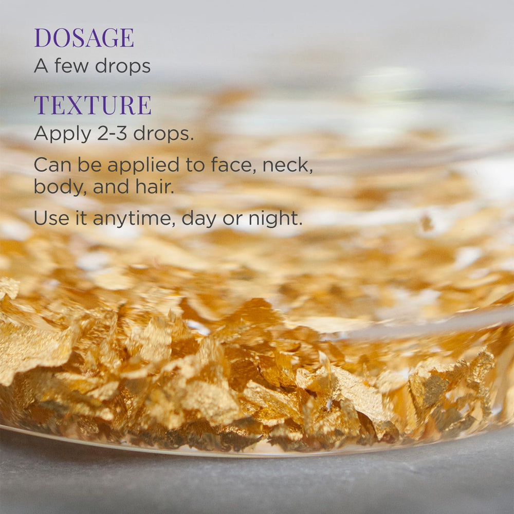 TATCHA Gold Camellia Oil on hair adds shine and helps tame frizz.