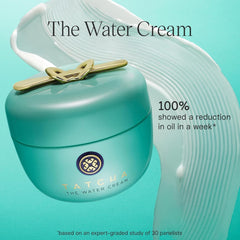 TATCHA Jumbo Water Cream on hand, smooth hydration