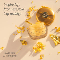 TATCHA Kissu Gold Leaf Lip Mask texture closeup reveals jelly consistency.