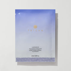 TATCHA Luminous Deep Hydration Mask application showing instant moisture and glow.