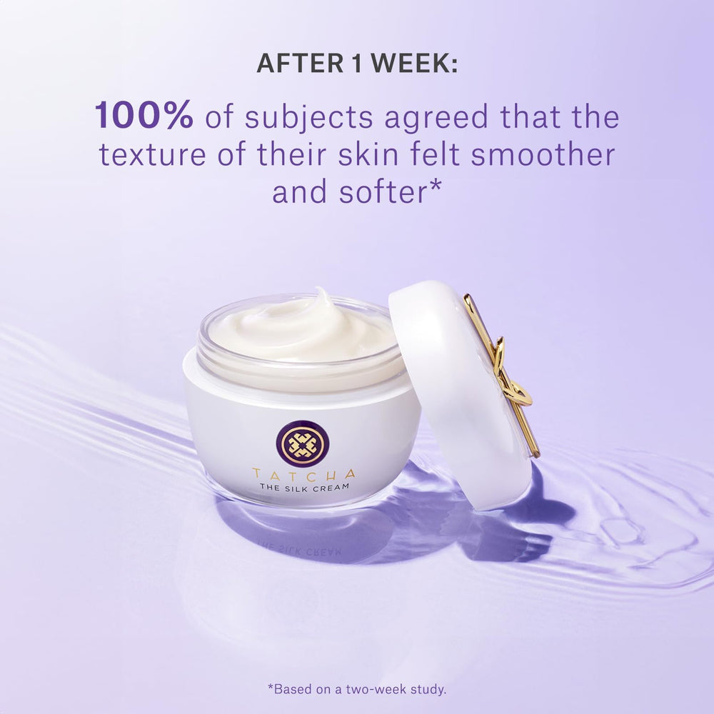 TATCHA Silk Cream applied on hand demonstrates smooth application and hydration.