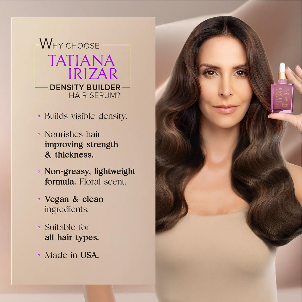 Tatiana Irizar Density Builder scalp application close-up on non-greasy formula.