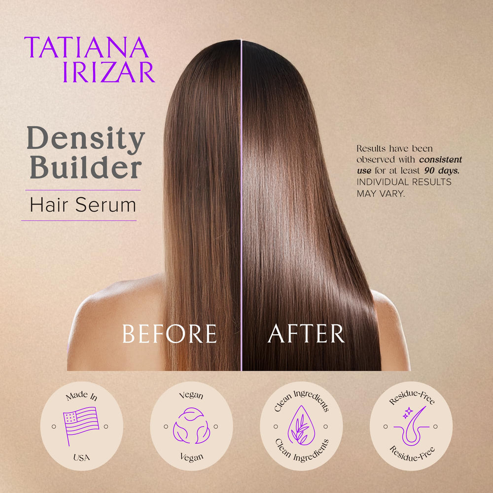 Tatiana Irizar Density Builder USA-made badge on packaging.