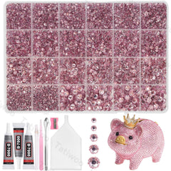 Tatiwoo 20000pcs light pink flatback rhinestones kit for crafting projects.