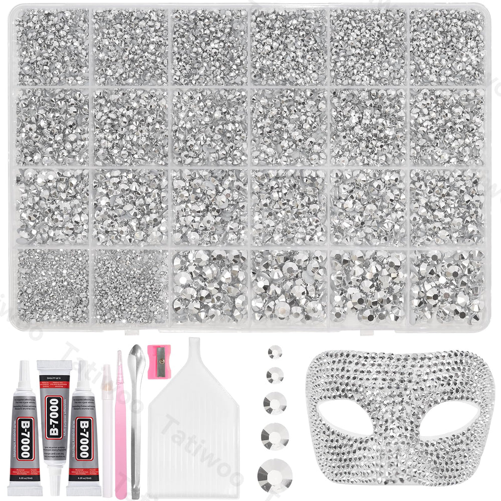 Tatiwoo 20000pcs silver flatback rhinestones for sparkling DIY projects