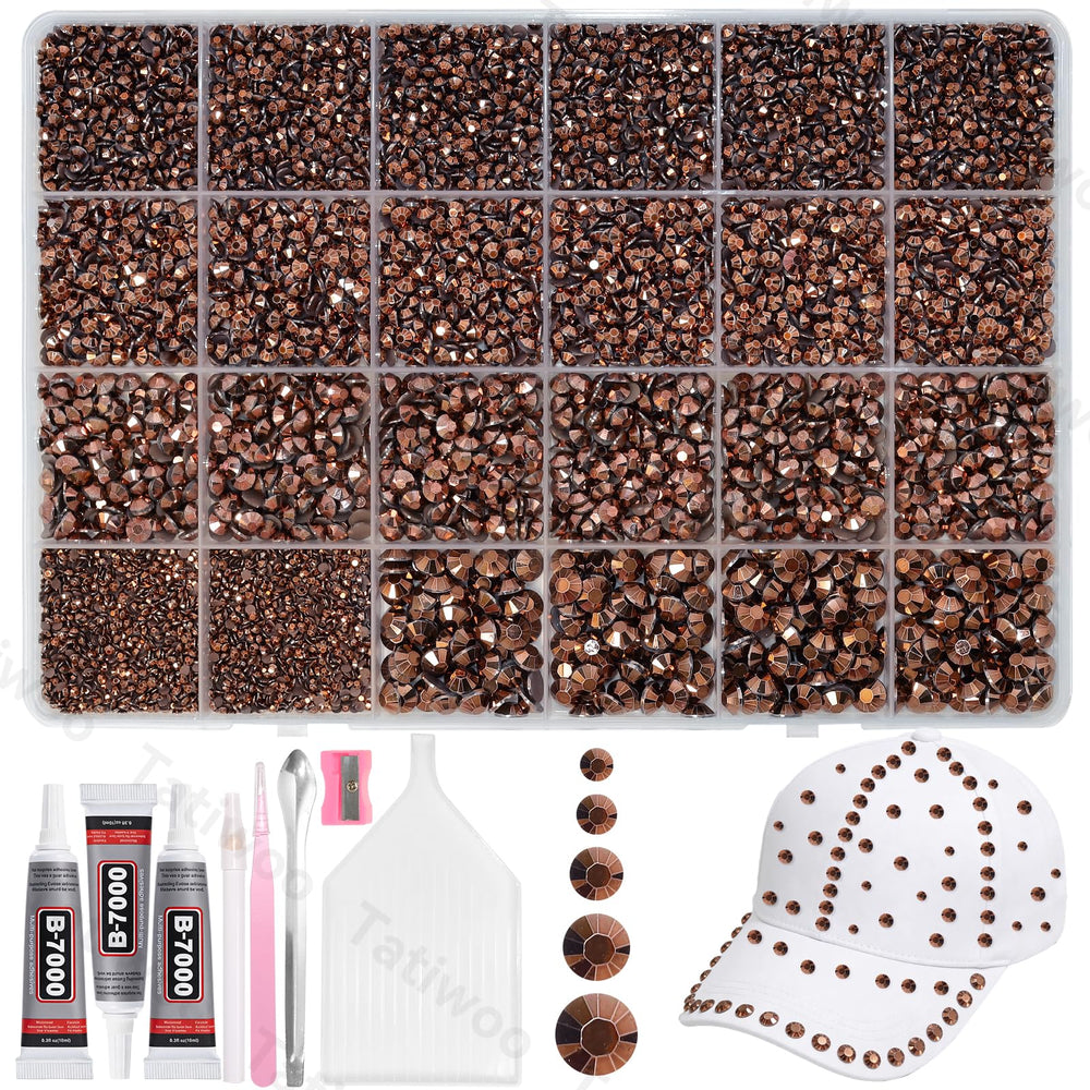 Tatiwoo bronze tan rhinestones 20000-pack main kit for versatile craft embellishments.