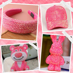 Tatiwoo dark pink rhinestones add reflective shine to nail art.