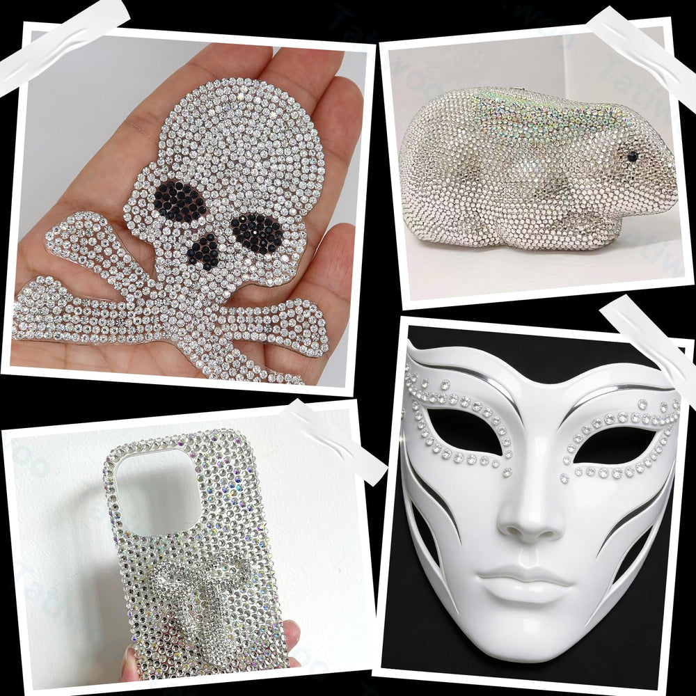 Nail art and jewelry embellishment with silver clear rhinestones