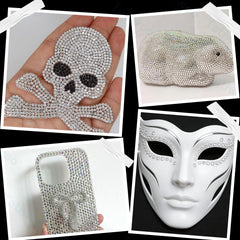 Nail art and jewelry embellishment with silver clear rhinestones