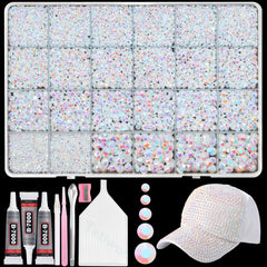 Tatiwoo white AB rhinestones 2mm close-up for precise fabric embellishment with subtle sparkle and shine.