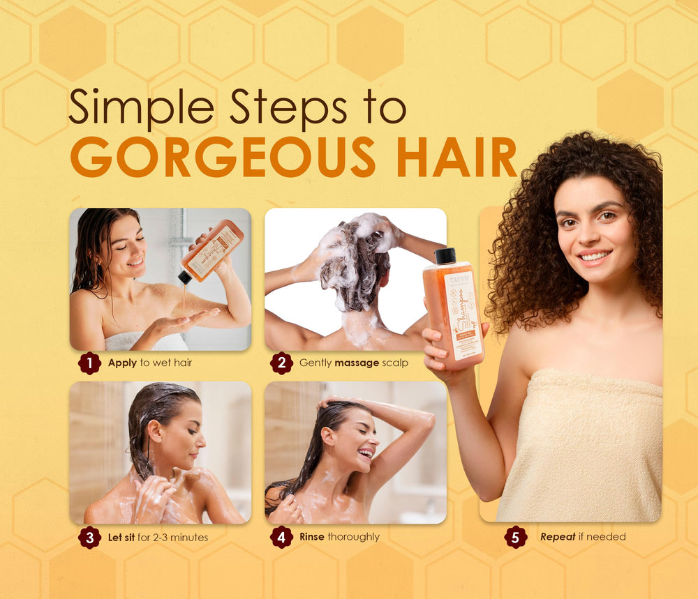TAYJOS PROFESSIONAL Banana & Honey shampoo lather spreading evenly with a sulfate-free formula.