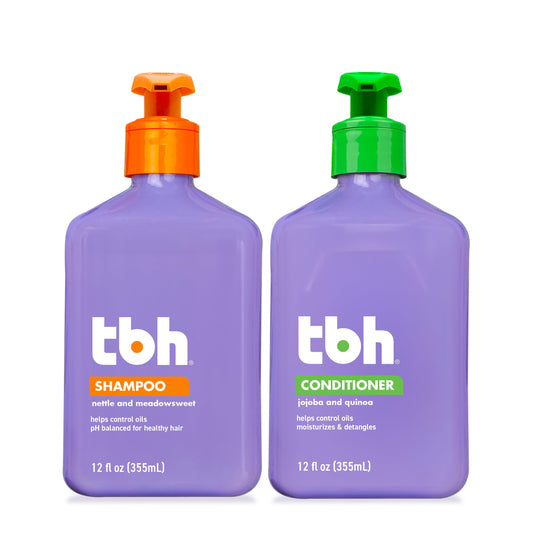 TBH Kids & Teens Shampoo front view highlights gentle cleansing for all hair types.