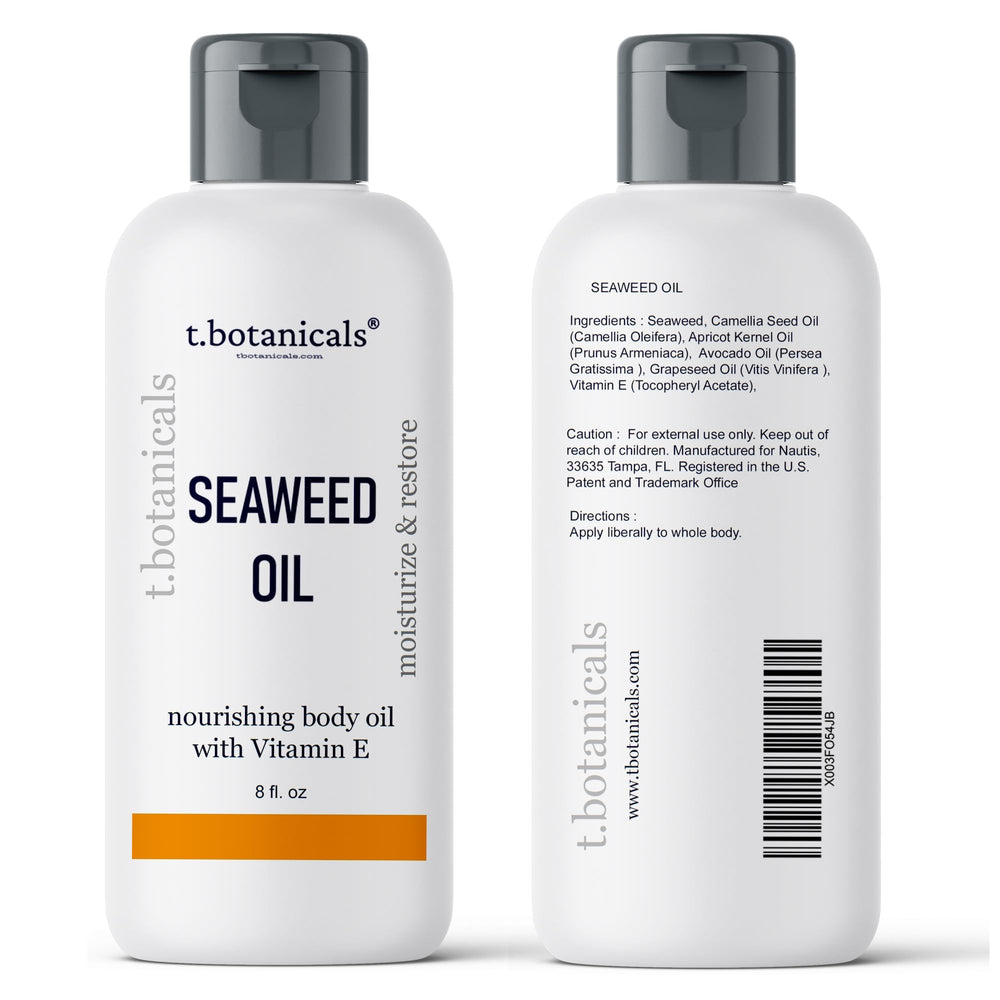 t.botanicals Seaweed Body Oil being massaged into hands