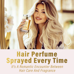 TDZLDM Hair Perfume on dry frizzy hair delivering smoothing touch.