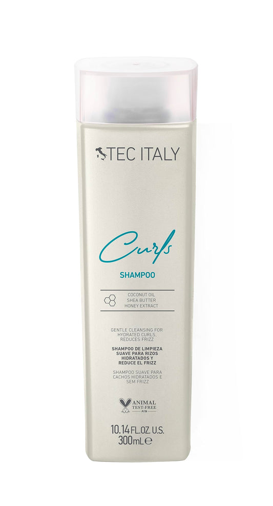 Tec Italy Curls Shampoo bottle front for frizz control and defined curls.