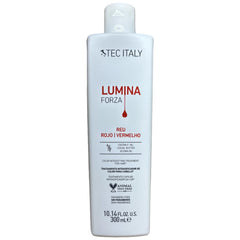 Tec Italy Lumin Hair Treatment bottle pour supports even coverage for color-treated hair.