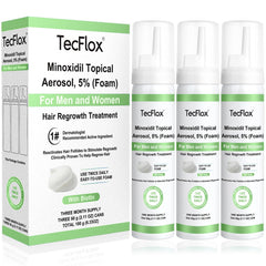 TeCFLOX Minoxidil Foam 5% bottle for scalp hair growth support
