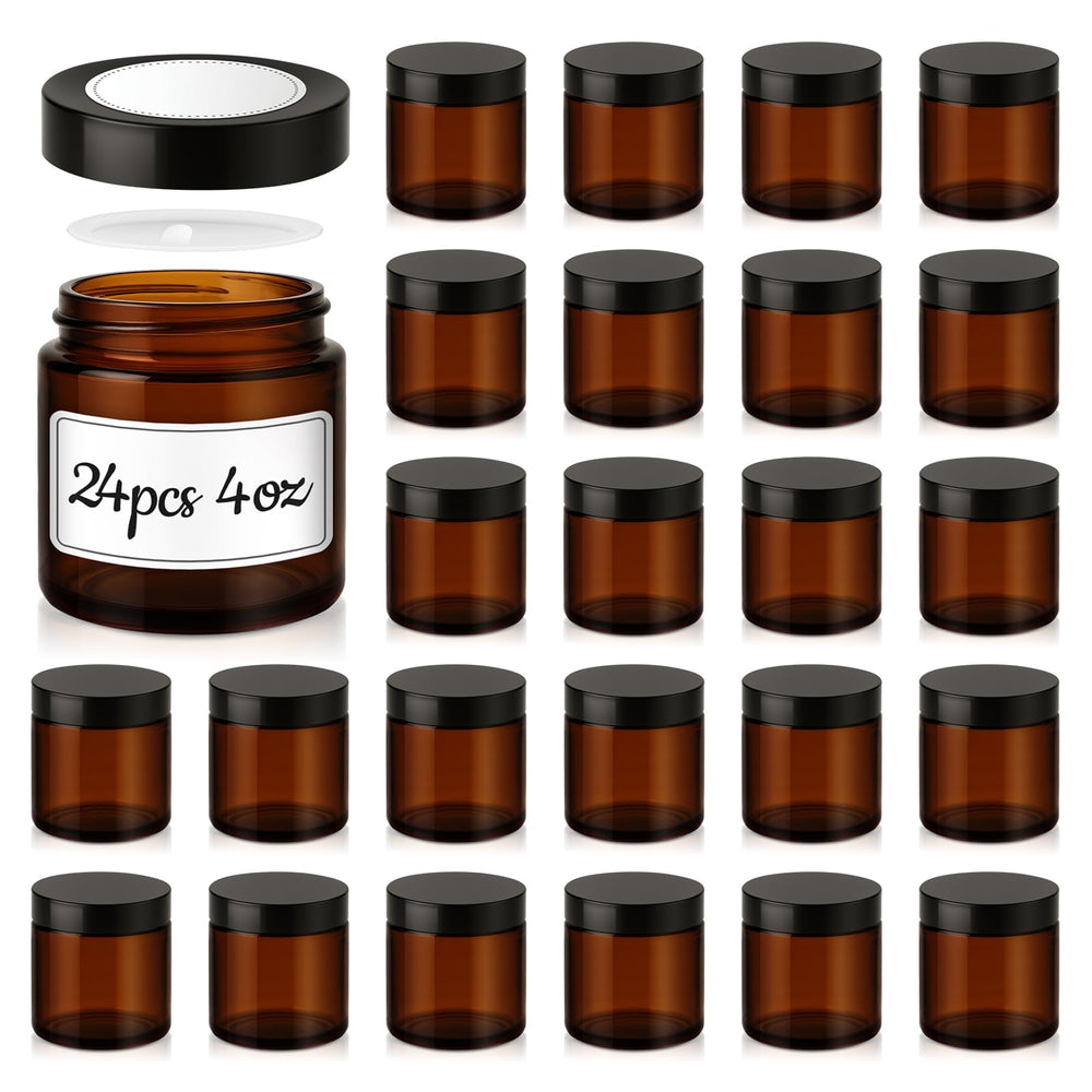 Tecohouse 4oz amber glass jar showing sturdy glass and secure lid for cosmetics.