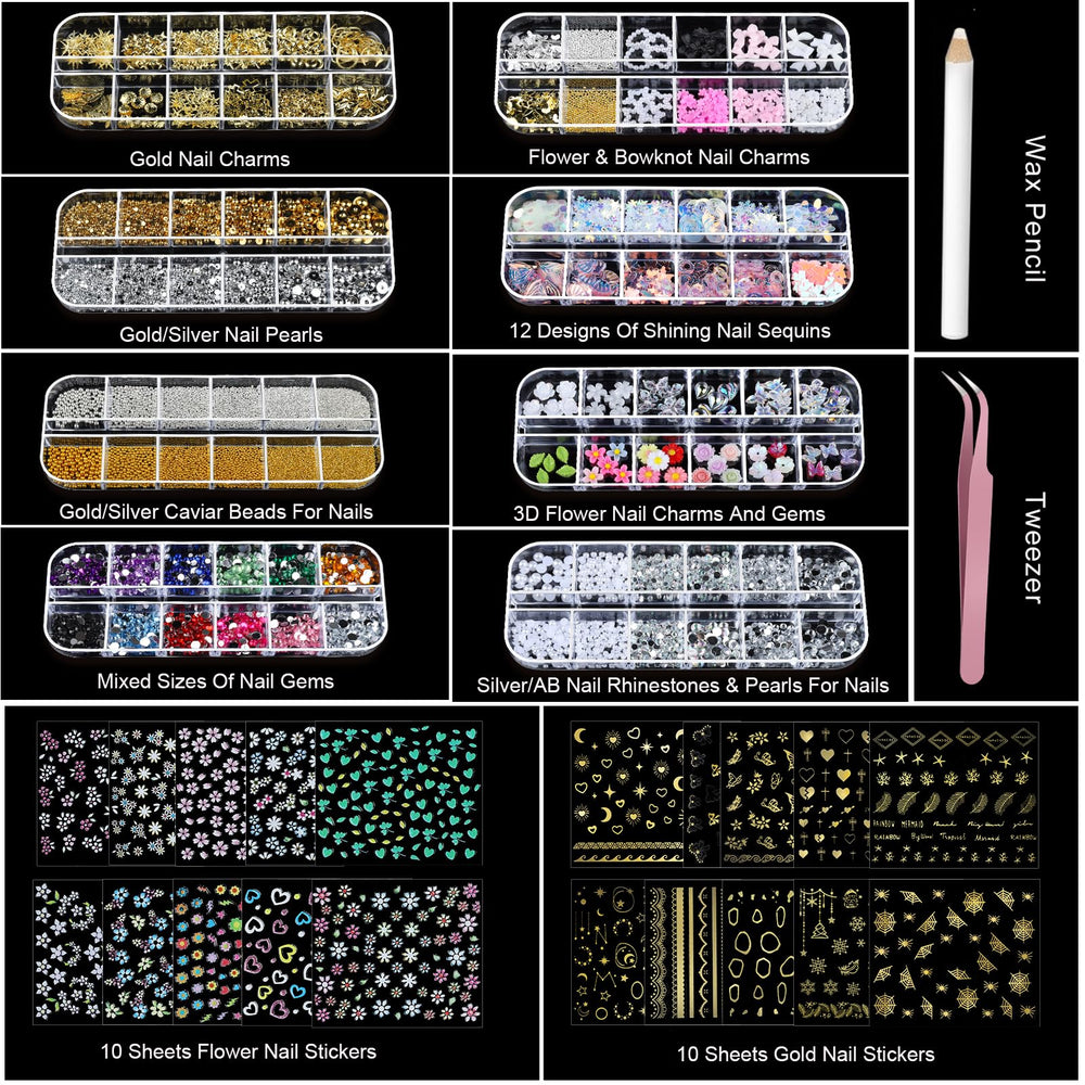 Teenitor 3D flower nail charms enable layered, romantic nail art