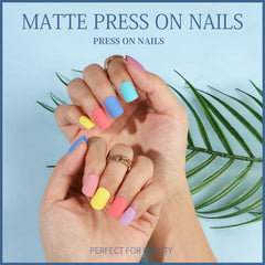 Teenitor French tip nails in four colors for timeless elegance and easy styling.