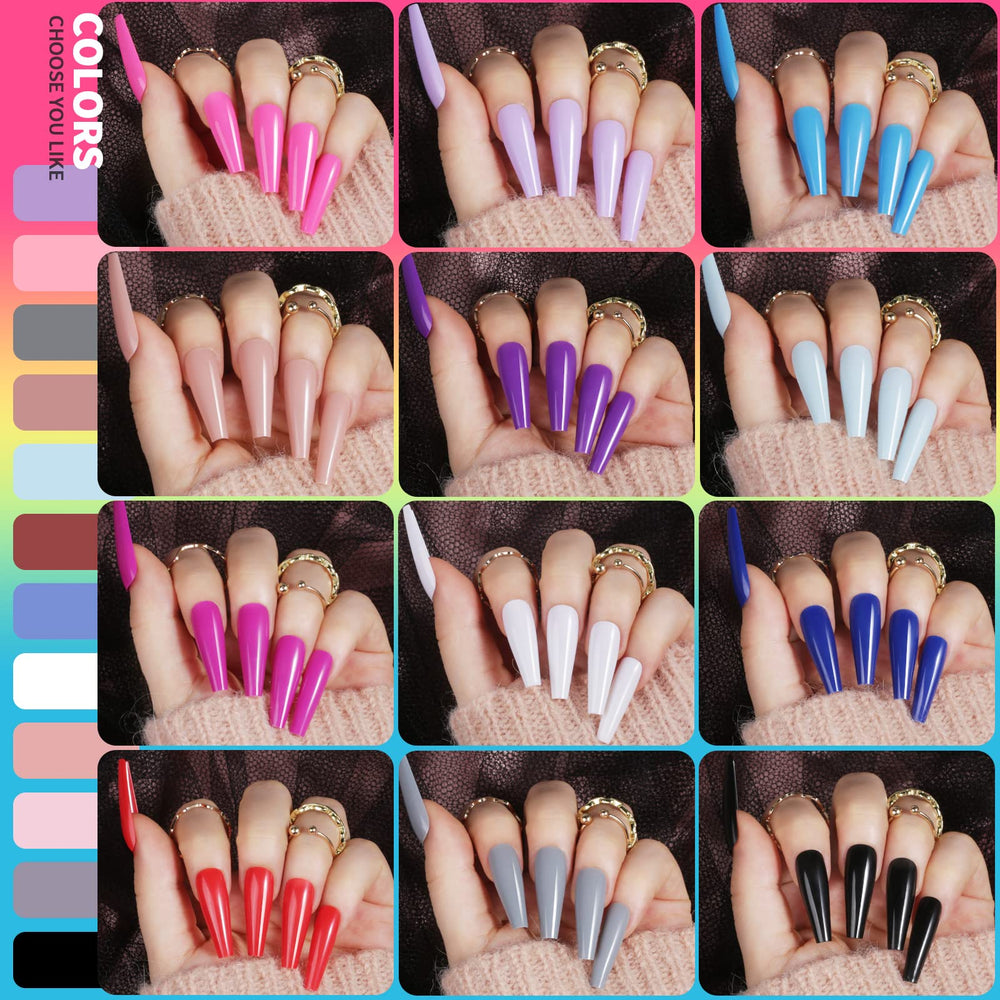 Glossy coffin nails set ready to wear without painting